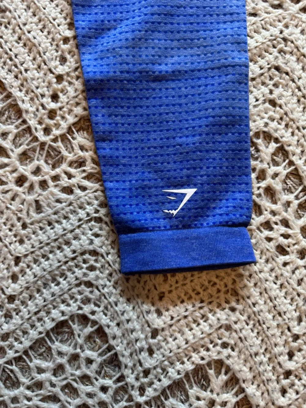 Gymshark Matching Workout Set Blue Crop Top and Leggings Size Medium Compression